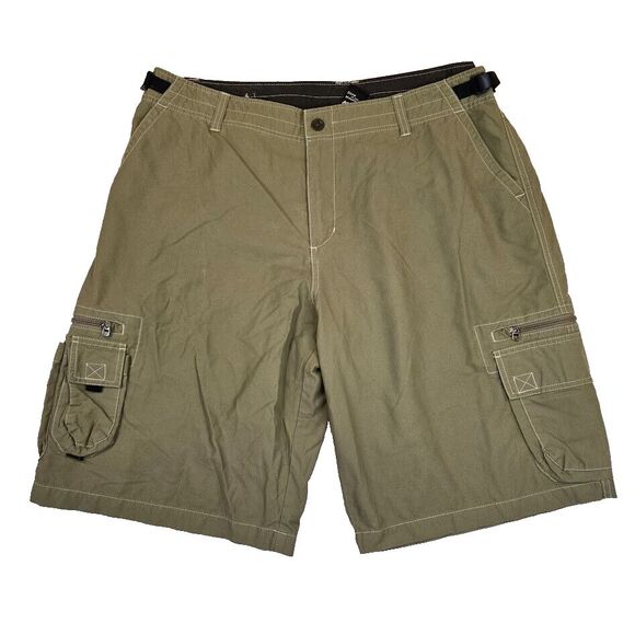Kuhl Shorts Men's XXL 2XL Tan Khaki Belted Outdoor Hiking‎ 12" Cargo Zip Pockets - Picture 1 of 11
